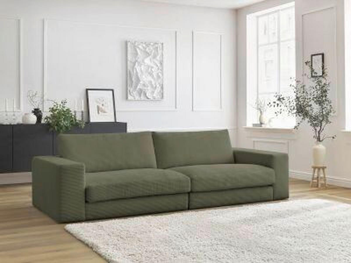3-SITZER-SOFA LEONARD Cord Hellgrün  - Schwarz/Hellgrün, MODERN, Kunststoff/Textil (234/77/109cm)