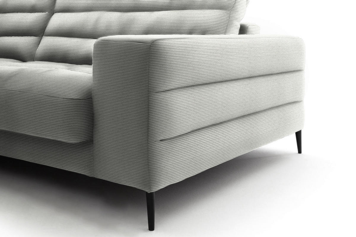 ECKSOFA in Cord Hellgrau  - Hellgrau/Schwarz, Design, Textil/Metall (207/296cm) - Dieter Knoll