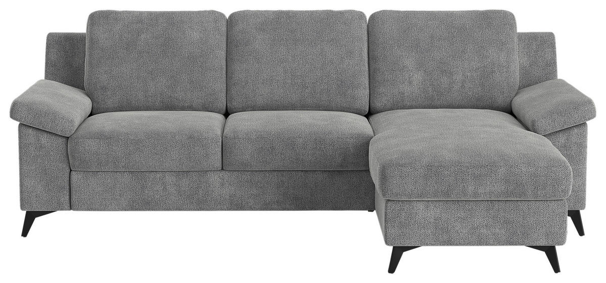 ECKSOFA in Chenille Grau  - Schwarz/Grau, Konventionell, Textil/Metall (245/156cm) - Cotta