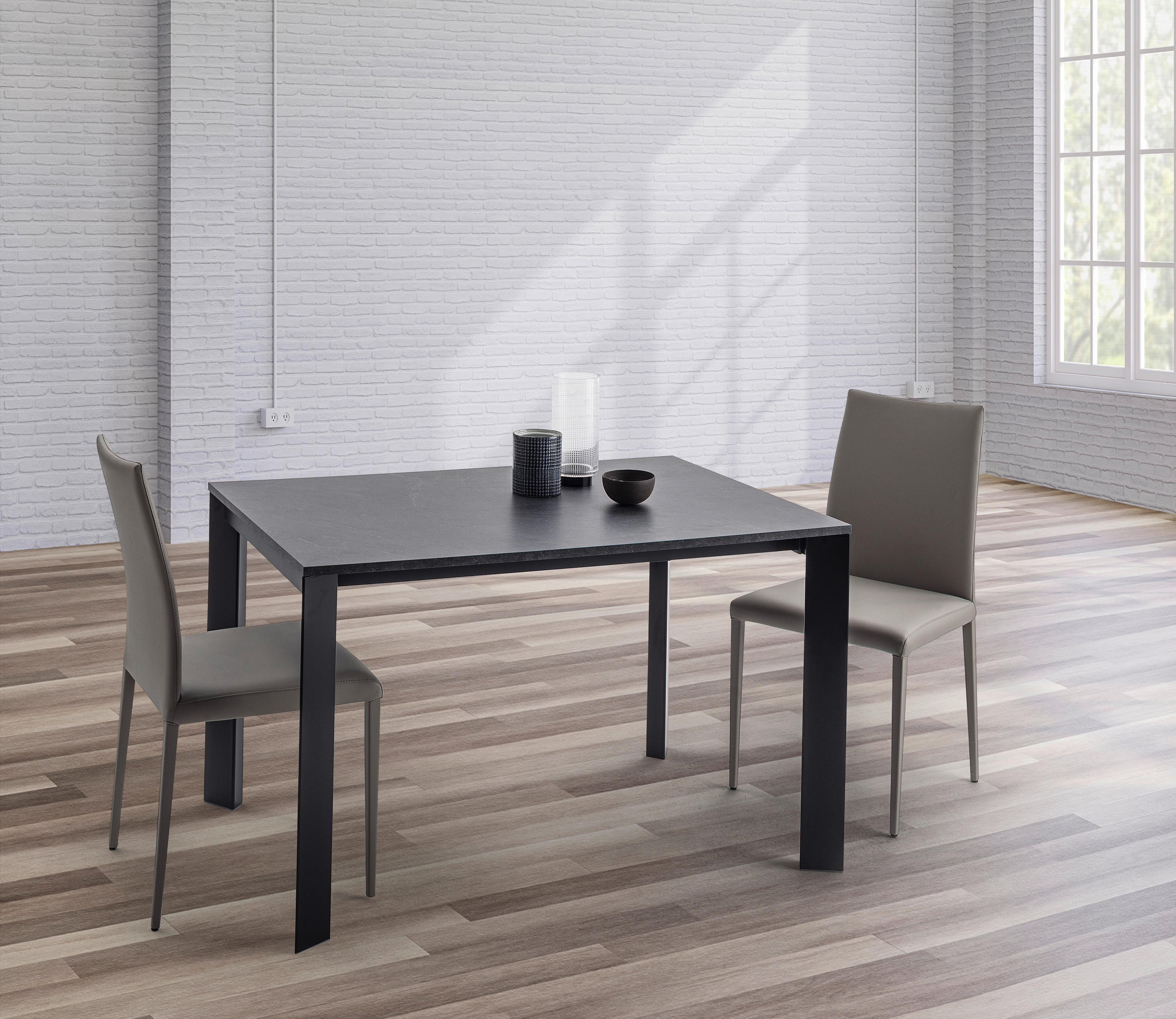 ESSTISCH in Metall, Holzwerkstoff 120/80/75 cm   - Schwarz/Grau, Design, Holzwerkstoff/Metall (120/80/75cm) - Novel
