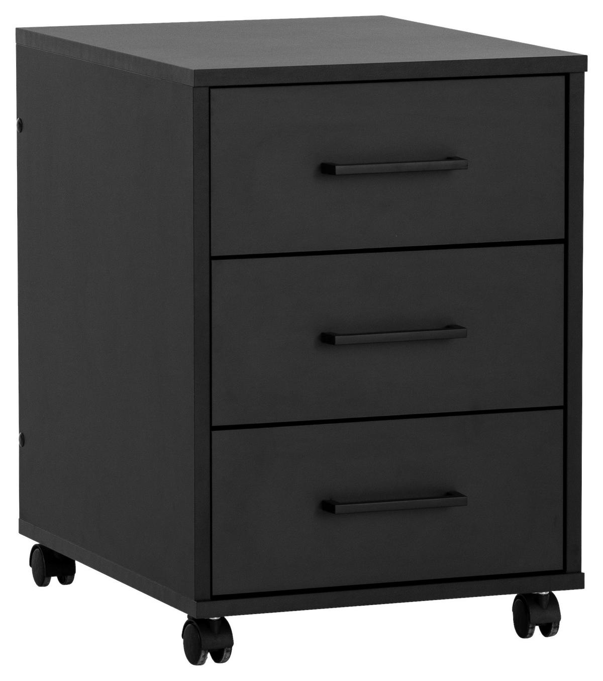 ROLLCONTAINER Schwarz  - Schwarz, MODERN, Holzwerkstoff/Kunststoff (40,1/57/50cm) - MID.YOU