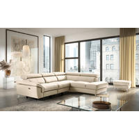 ECKSOFA  in Lederlook Echtleder Grau  265/210 cm  - Chromfarben/Grau, Design, Leder/Textil (265/210cm) - Livetastic
