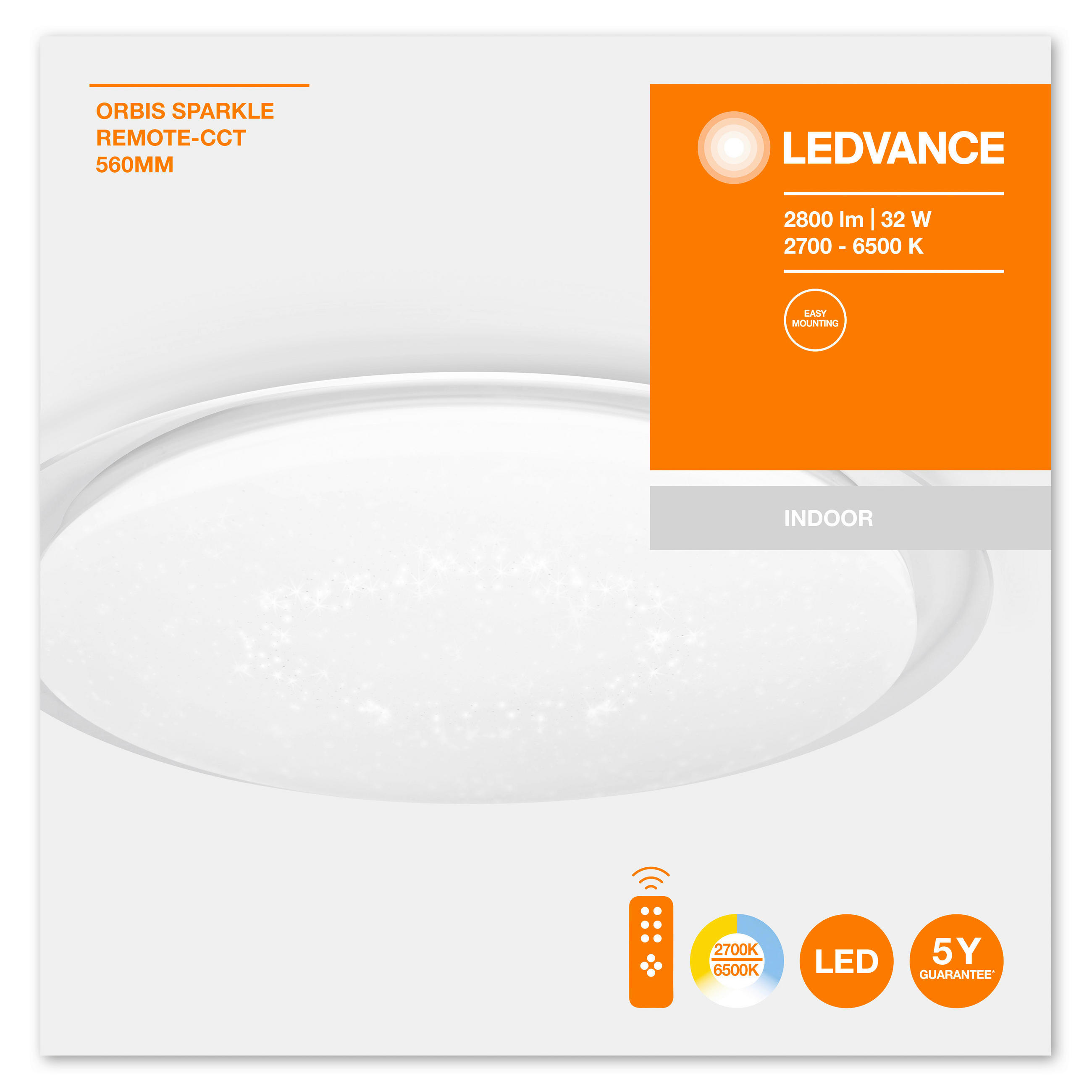 LED-DECKENLEUCHTE 62,6/54,6/63,7 cm   - Weiß, Basics, Kunststoff/Metall (62,6/54,6/63,7cm) - Ledvance