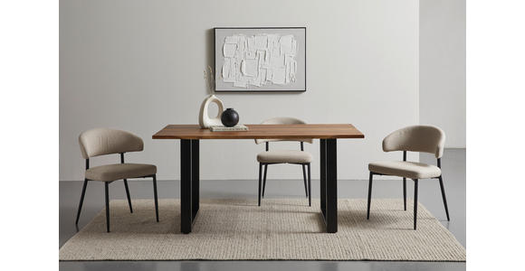 ESSTISCH in Holz, Metall 140/80/76 cm  - Schwarz/Akaziefarben, LIFESTYLE, Holz/Metall (140/80/76cm) - Linea Natura