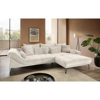 ECKSOFA GARDA in Chenille Creme  310/192 cm  - Creme/Schwarz, KONVENTIONELL, Textil/Metall (310/192cm) - Livetastic