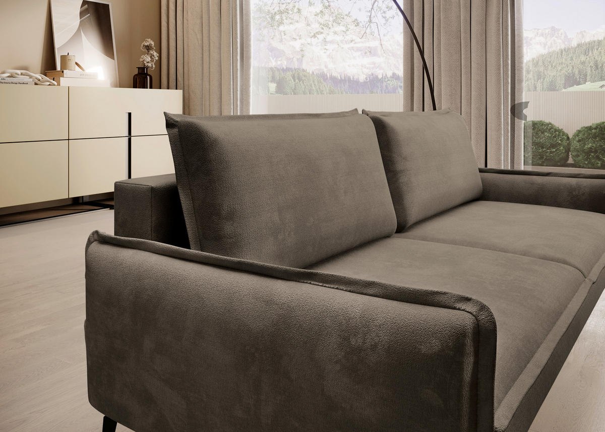 SCHLAFSOFA Chenille Mokka  - Schwarz/Mokka, KONVENTIONELL, Textil/Metall (223/89/107cm) - Carryhome