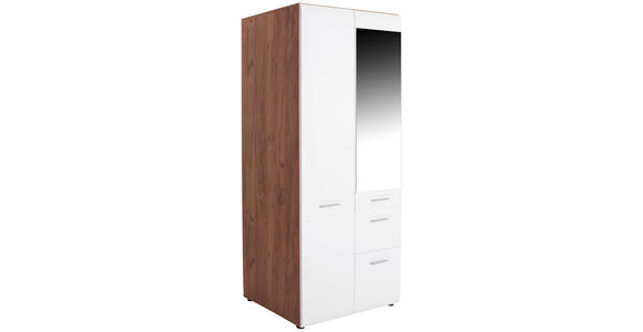 Drehtürenschrank mit Spiegel + Laden 90cm Avensis New, Weiß - Eichefarben/Weiß, KONVENTIONELL, Holzwerkstoff (90/205,7/60cm) - Luca Bessoni