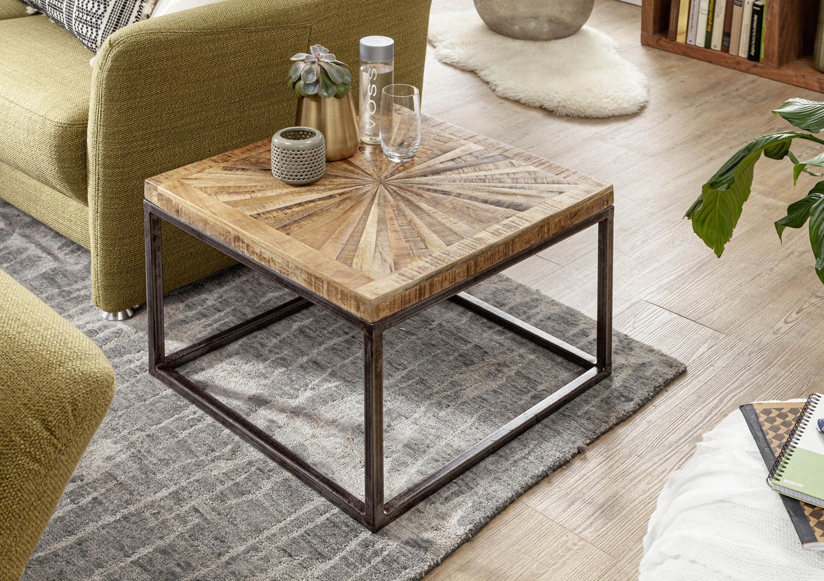 DOHÁNYZÓASZTAL fa 55/55/40 cm   - natúr/fekete, Lifestyle, fa/fém (55/55/40cm) - MID.YOU