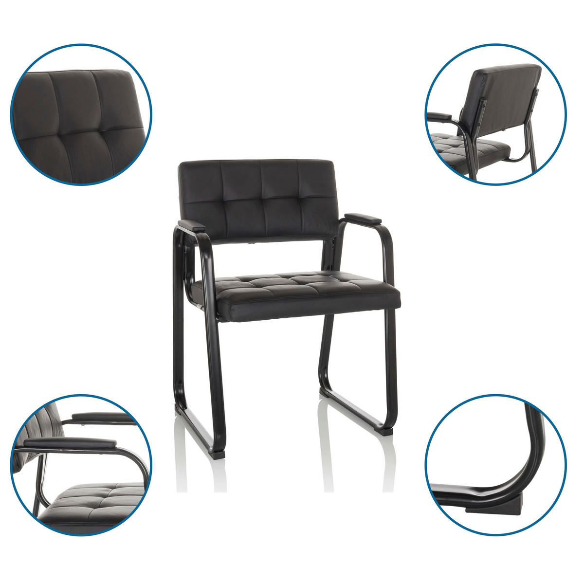 KONFERENČNI STOL tekstil črna  - črna, Basics, kovina/tekstil (58/79/55cm) - MID.YOU