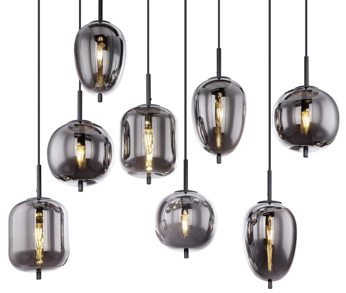HÄNGELEUCHTE 94/34/120 cm    - Schwarz, Basics, Glas/Metall (94/34/120cm) - Globo