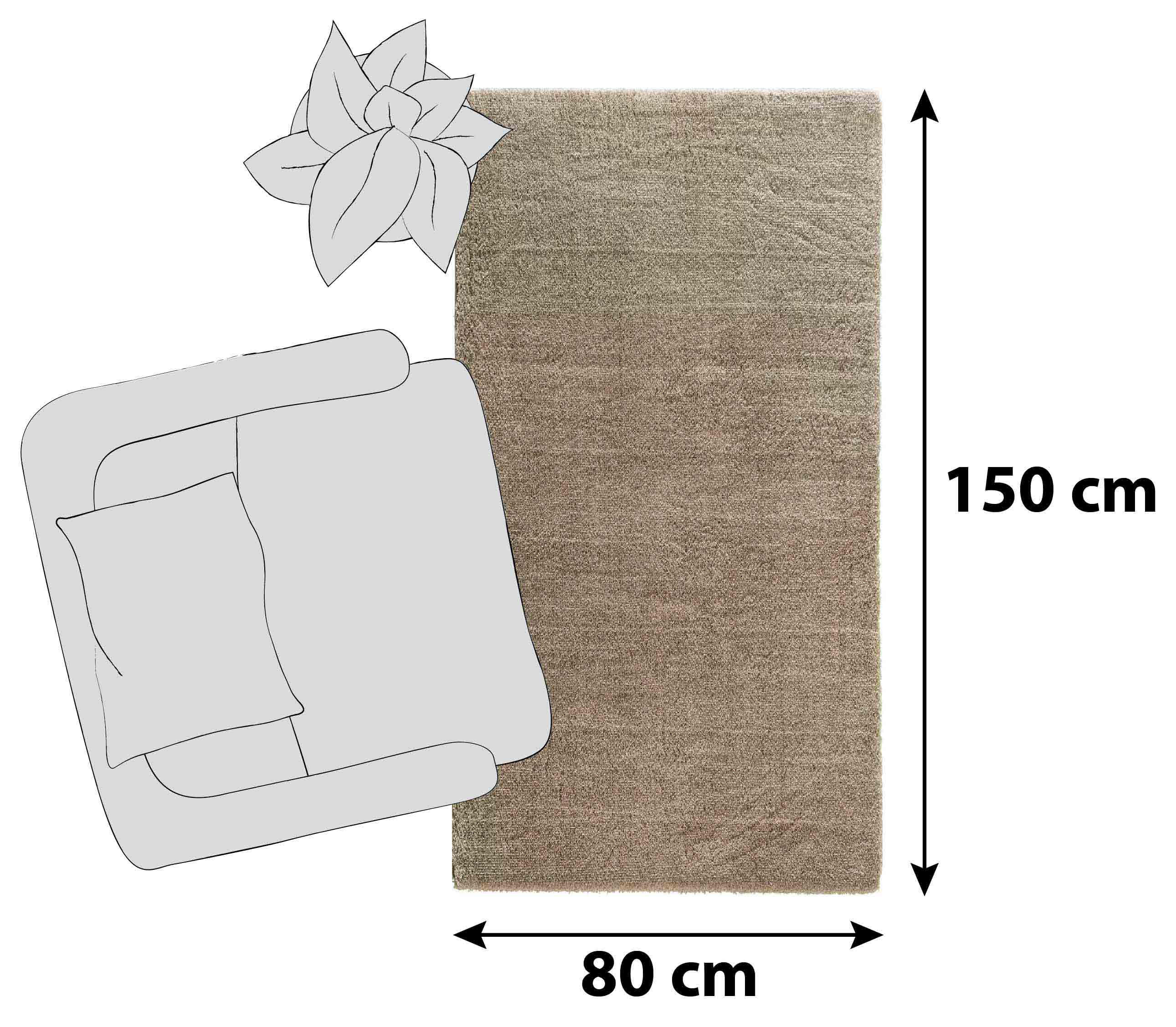 HOCHFLORTEPPICH 80/150 cm New Livorno Braun  - Braun, Basics, Textil (80/150cm) - Novel