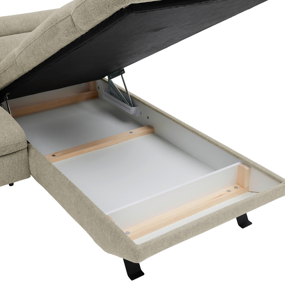 HÖRNSOFFA i vävt tyg greige  - greige/svart, Modern, metall/textil (257/198cm) - MID.YOU