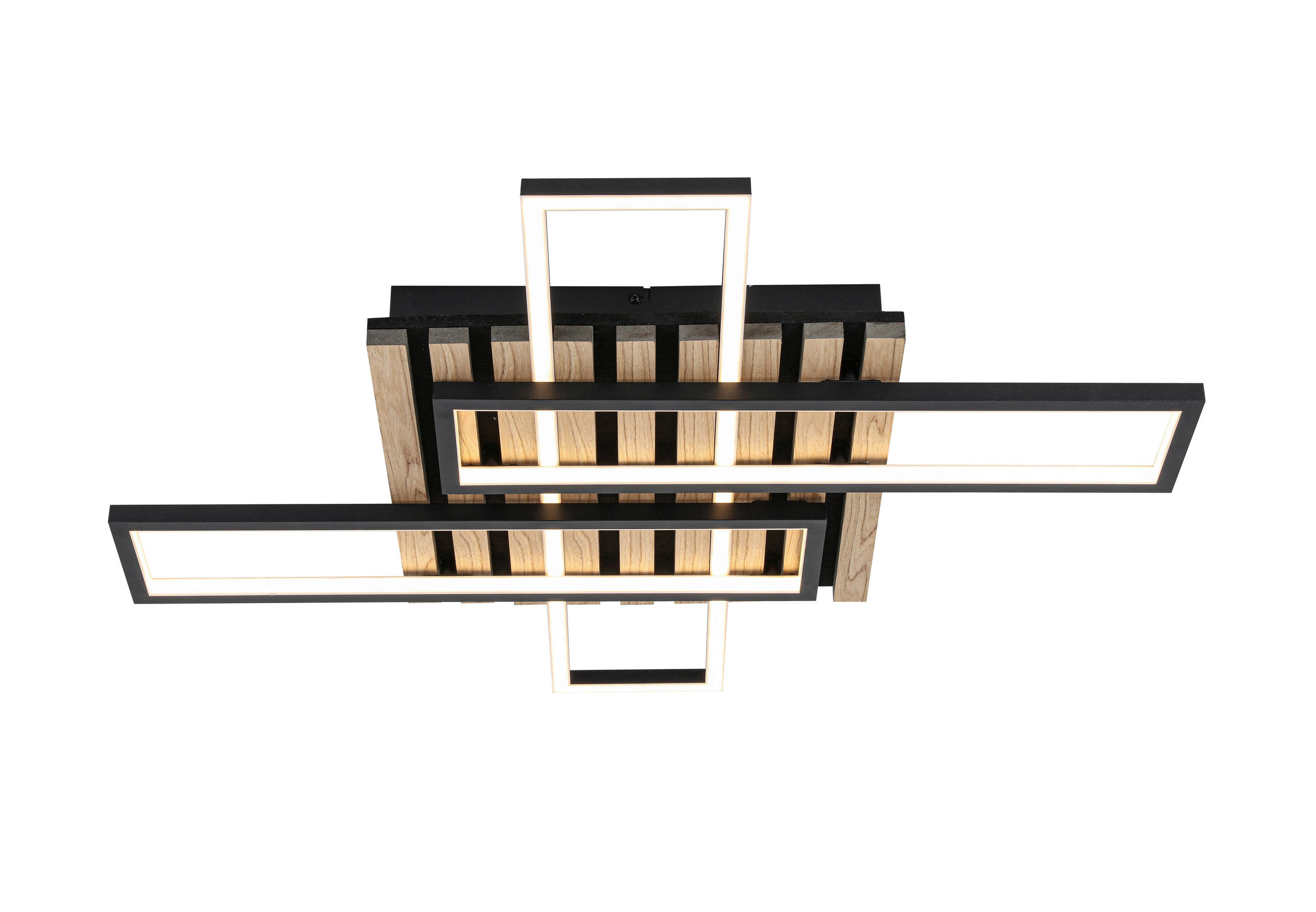 LED-DECKENLEUCHTE Long Beach 73,5/66,5/7,5 cm   - Eichefarben/Schwarz, Natur, Holzwerkstoff/Kunststoff (73,5/66,5/7,5cm) - Novel