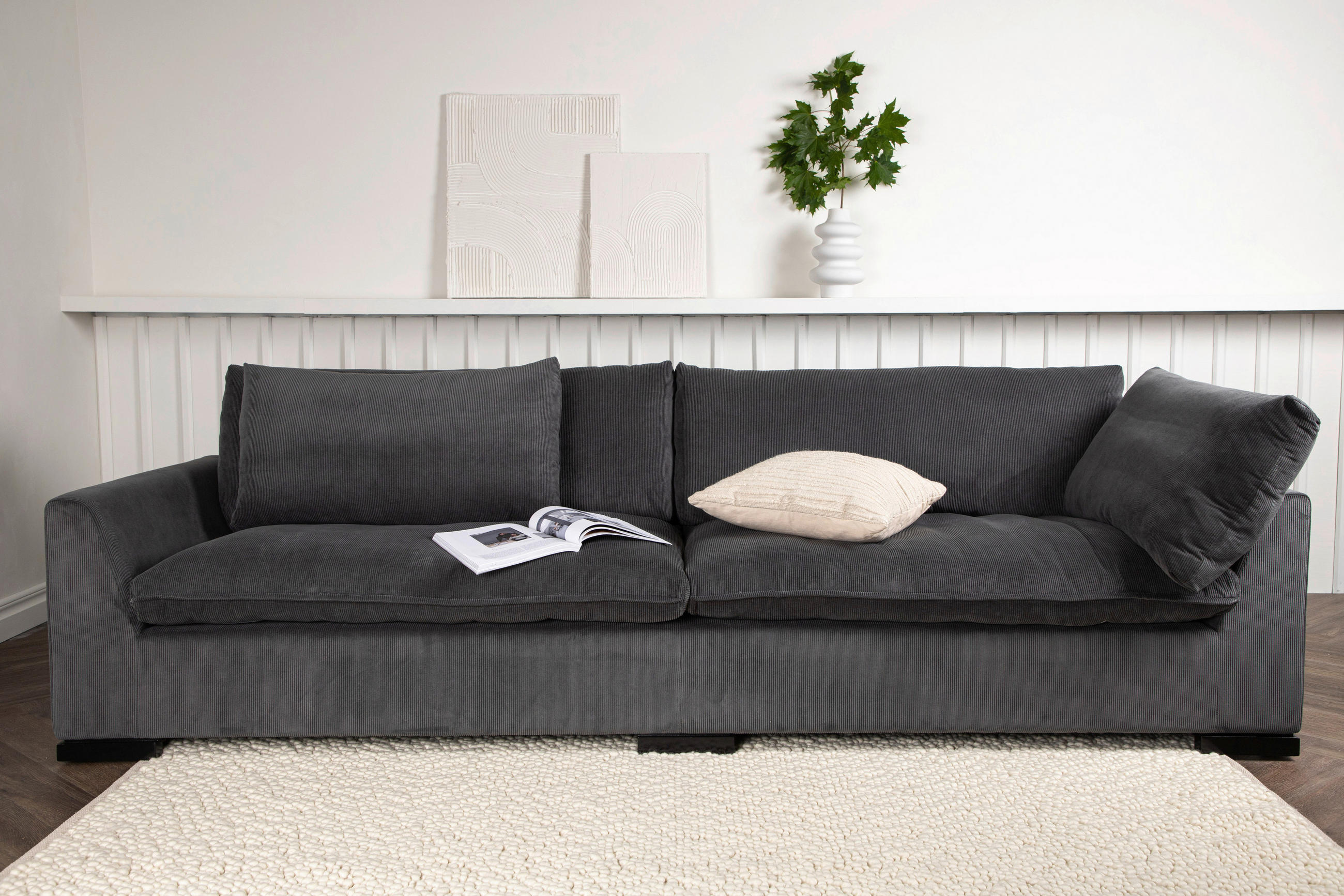 3-SITZER-SOFA Dunkelgrau  - Dunkelgrau, Design, Holz/Textil (270/82/105cm) - Livetastic
