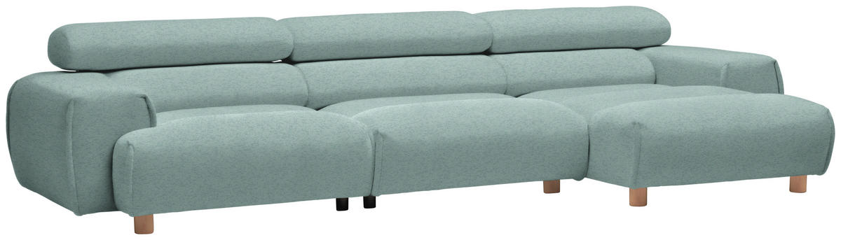 ECKSOFA in Velours Mintgrün  329/150 cm  - Buchefarben/Mintgrün, Design, Holz/Textil (329/150cm) - Lomoco