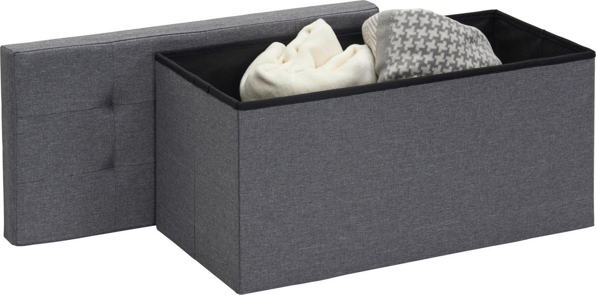 TABURET, SPAȚIU DE DEPOZITARE in  - antracit, Design, textil/material pe bază de lemn (76/38/38cm) - Carryhome