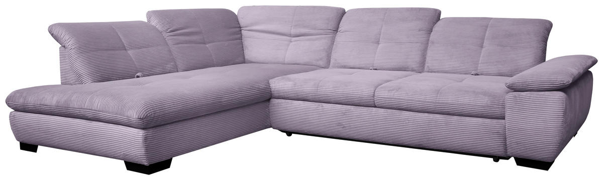 ECKSOFA in Cord Lila  - Lila/Schwarz, Design, Textil/Metall (242/313cm) - Xora