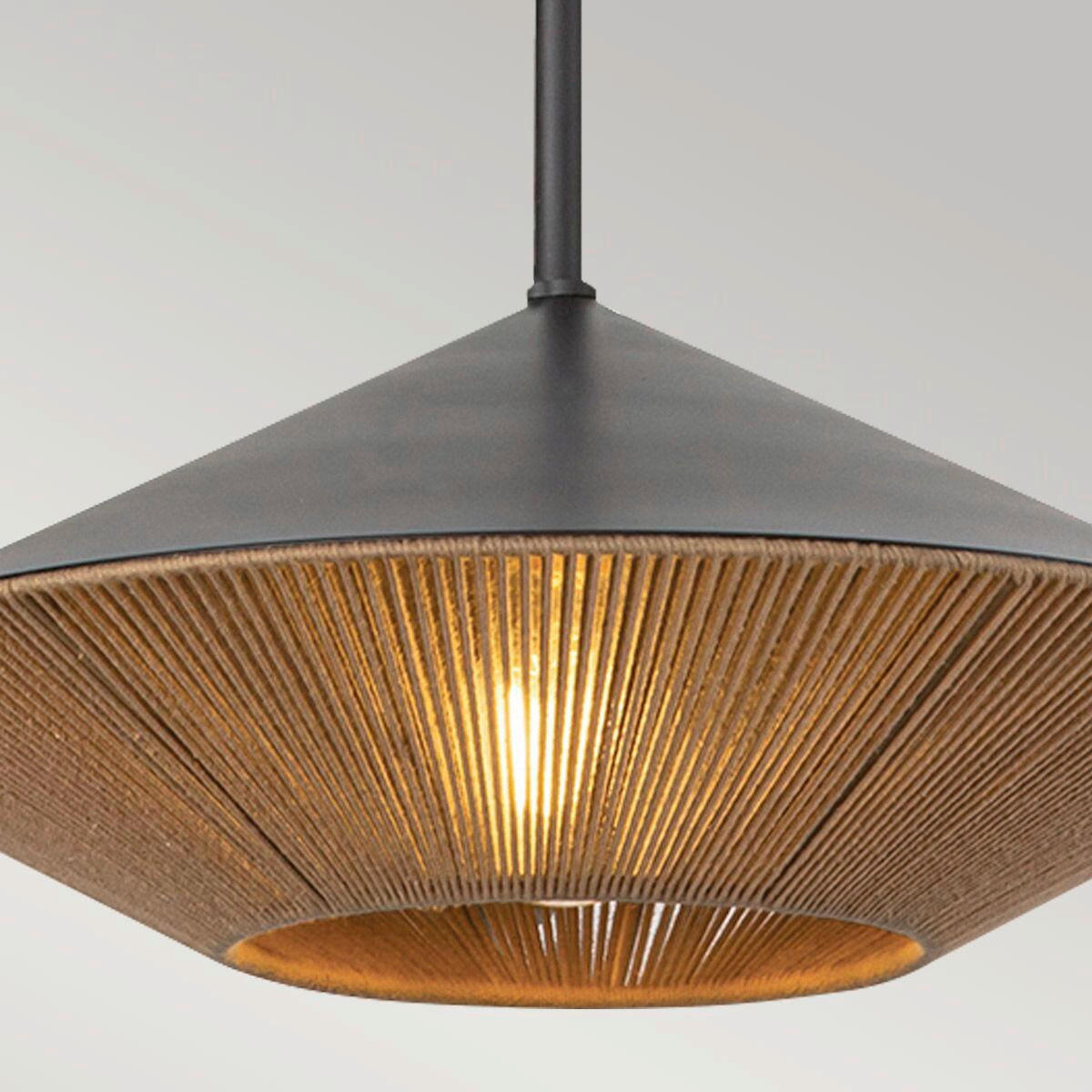 HÄNGELEUCHTE 15,9/38,1 cm  - Schwarz/Naturfarben, Design, Textil/Metall (15,9/38,1cm) - Elstead Lighting