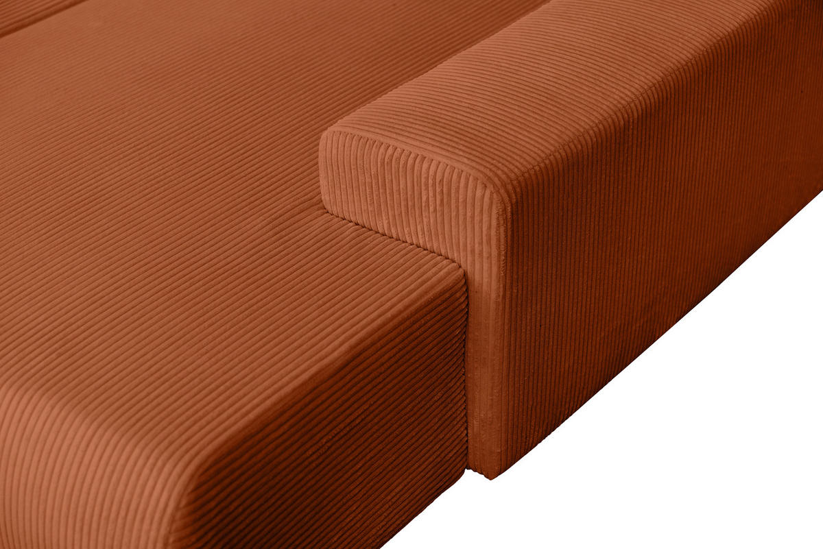 WOHNLANDSCHAFT  in Cord Rostfarben  - Rostfarben/Schwarz, KONVENTIONELL, Textil/Metall (191/351/191cm) - Carryhome
