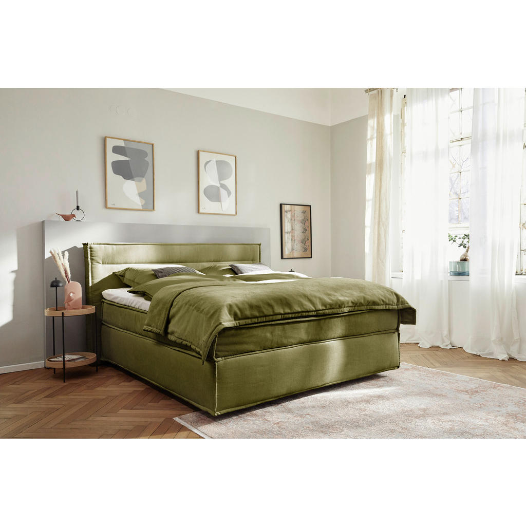 Thumbnail - Musterring Boxspringbett, Hellgrün, Textil, H2 + H4, 7-Zonen, Höhe ca. 22 cm, 200x200 cm, Dgm, Stoffauswahl, Schlafzimme...