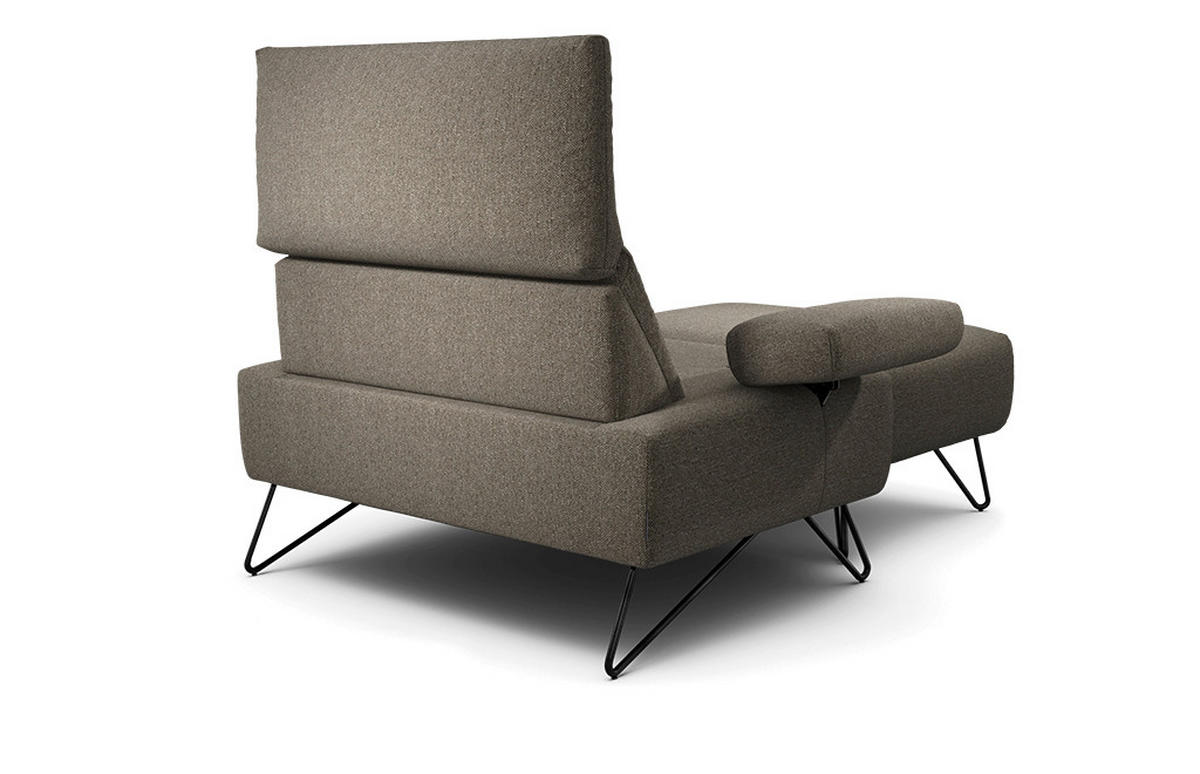 SESSELSET Chenille Armteilverstellung, Hocker    - Schwarz/Braun, Design, Textil/Metall (114-142/85/86-94cm) - SENSOO