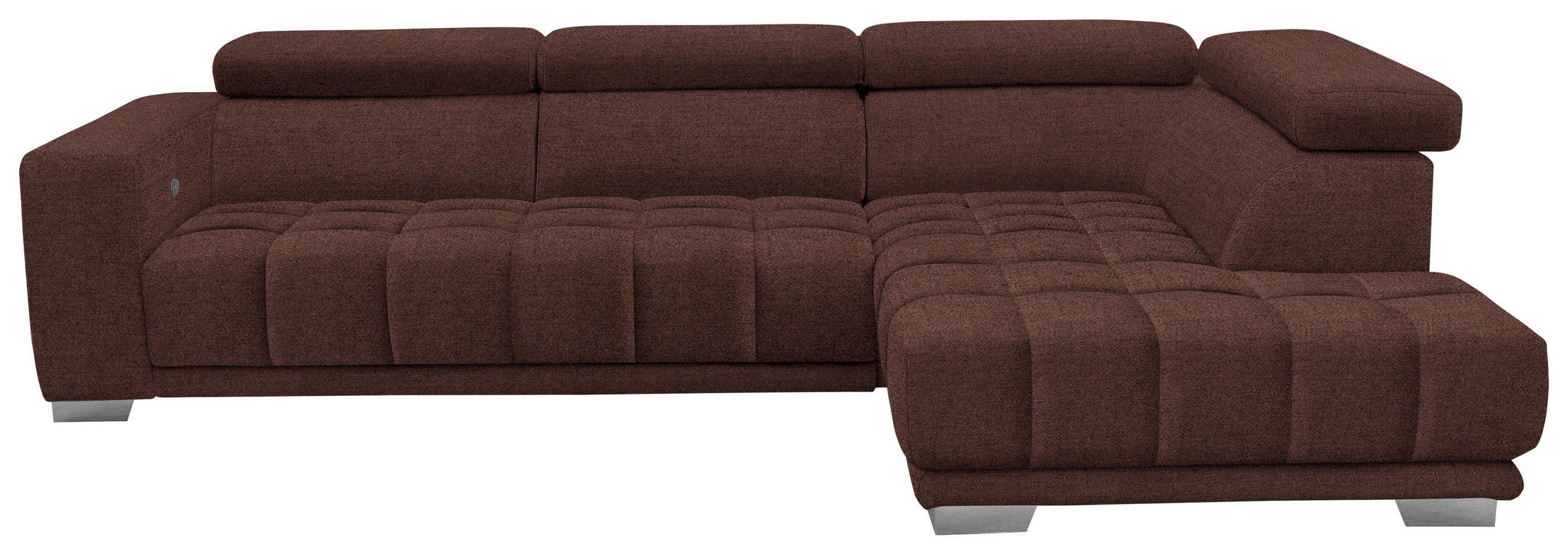ECKSOFA in Chenille Braun  - Chromfarben/Braun, Design, Textil (301/207cm) - Xora
