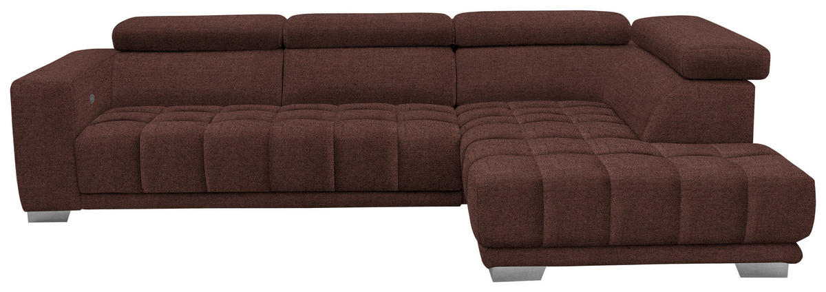 ECKSOFA in Chenille Braun  - Chromfarben/Braun, Design, Textil (301/207cm) - Xora