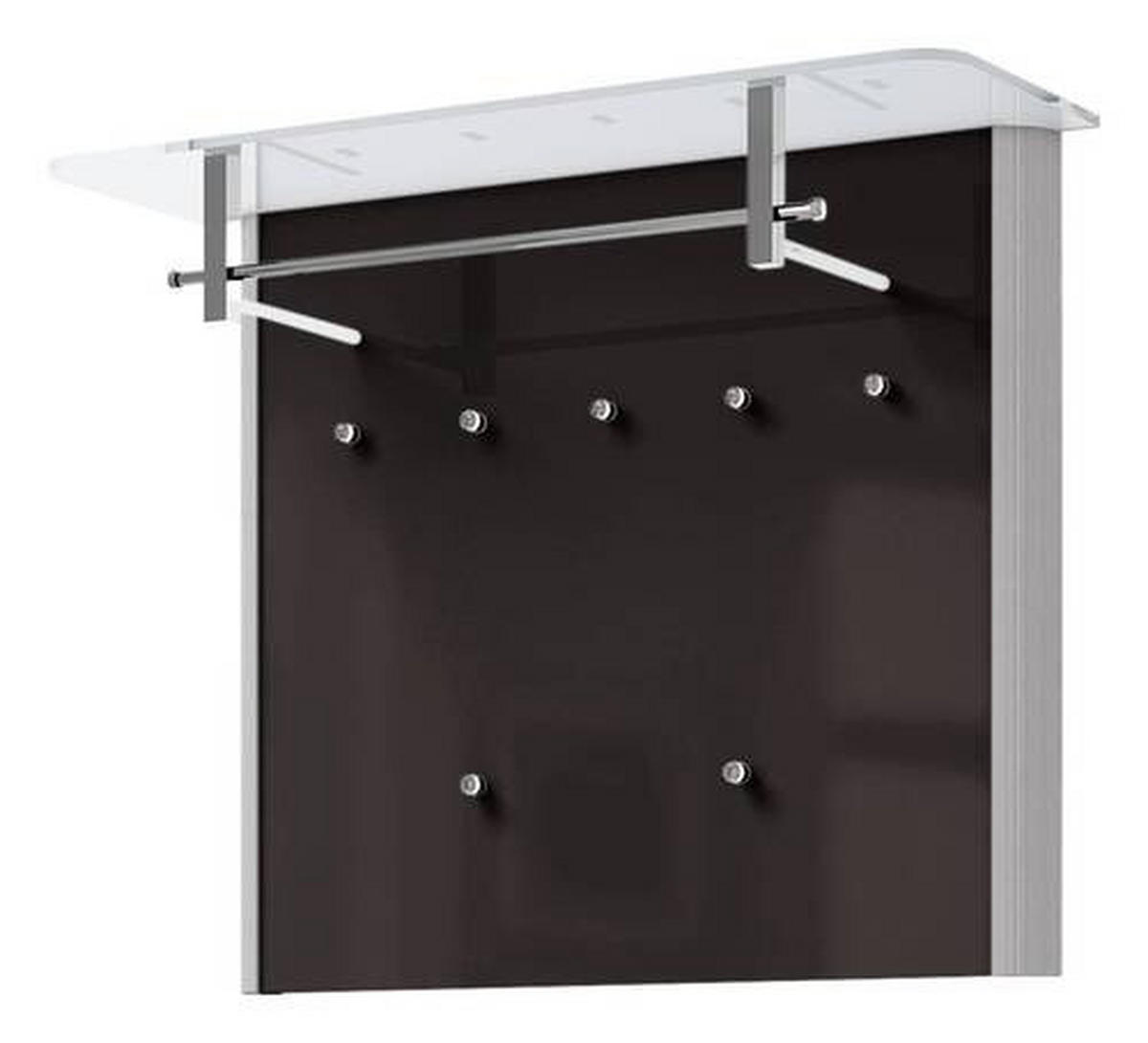 GARDEROBENPANEEL  in 96/78/33 cm  - Schwarz/Alufarben, Design, Glas/Holzwerkstoff (96/78/33cm) - Moderano