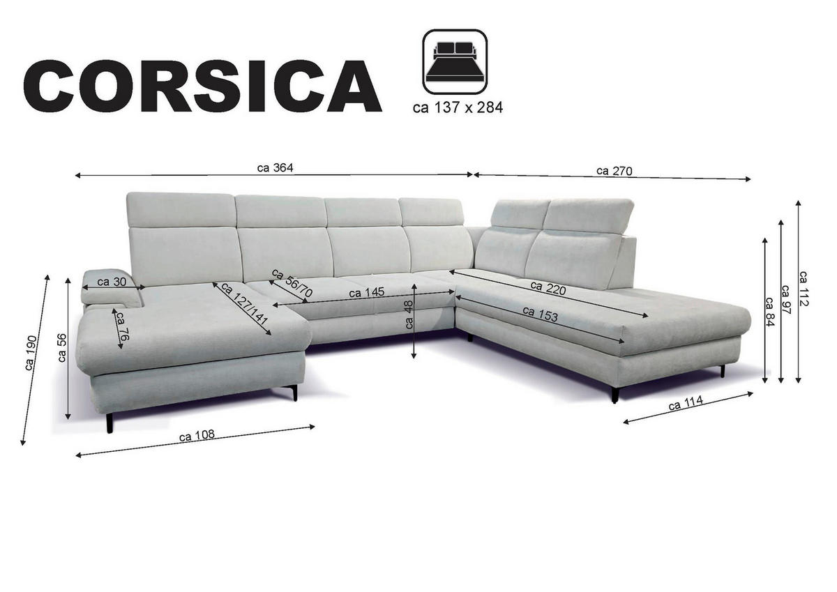 WOHNLANDSCHAFT in Struktur Beige  - Beige/Schwarz, Design, Textil/Metall (190/364/270cm) - Stylife