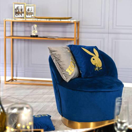 SESSEL Samt Blau - Blau, KONVENTIONELL, Textil (67/70/71cm) - Playboy