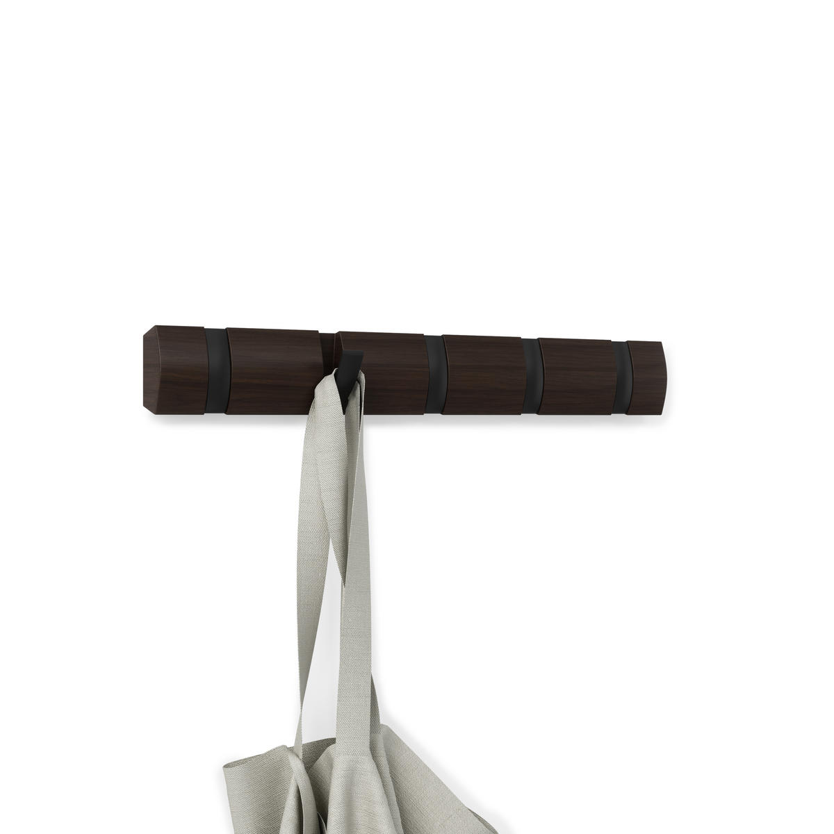 GARDEROBENLEISTE  in Pappel Schwarz, Walnussfarben  - Walnussfarben/Schwarz, Design, Holz (51/6/3cm) - Umbra