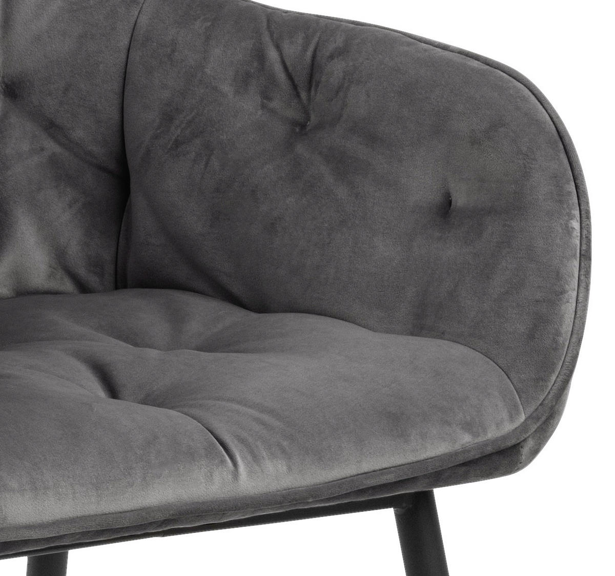 ARMLEHNSTUHL  in Stahl Velours  - Dunkelgrau/Schwarz, Trend, Textil/Metall (58/83/55cm) - Livetastic