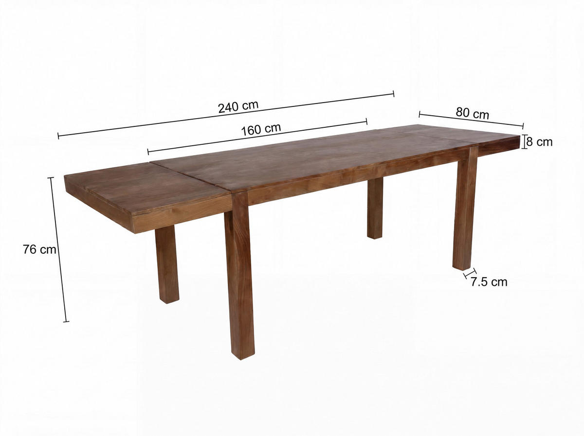ESSTISCH Echtholz  Holz rechteckig Braun  - Braun, Design, Holz (160/76/80cm) - Livetastic