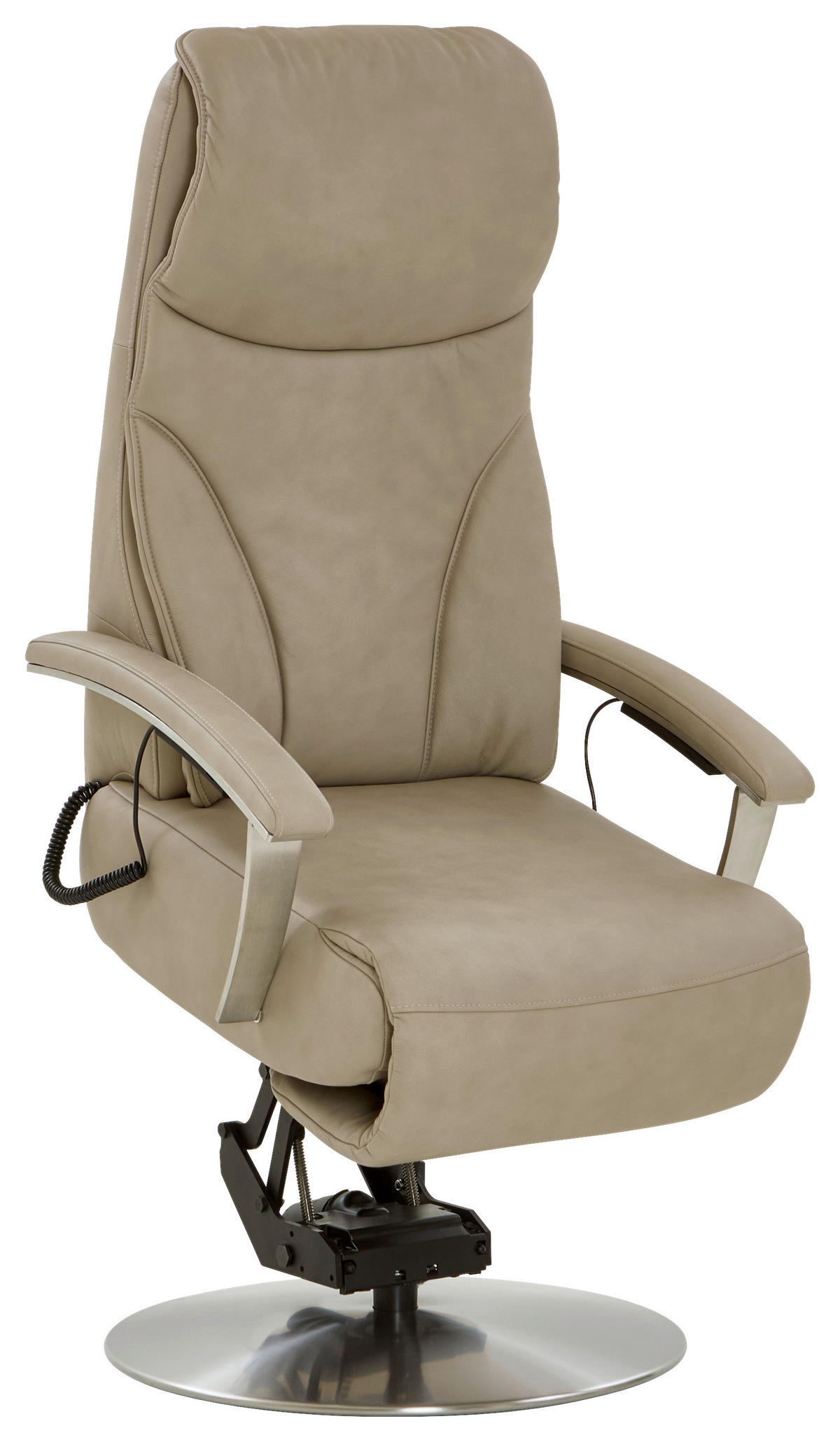 RELAXSESSEL in Leder Beige  - Edelstahlfarben/Beige, Design, Leder/Metall (75/117/88cm) - Dieter Knoll