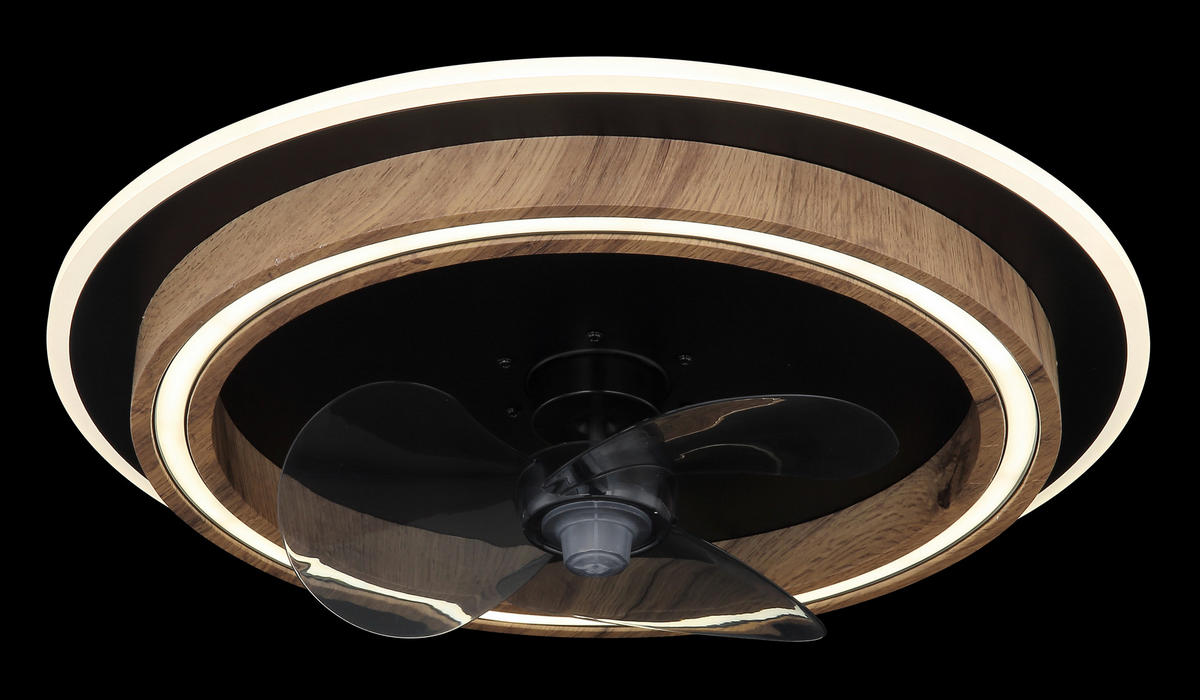 DECKENVENTILATOR  50/13,5 cm    - Dunkelbraun/Opal, Natur, Holzwerkstoff/Kunststoff (50/13,5cm) - Globo