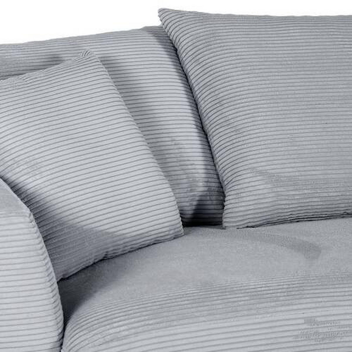 ECKSOFA in Cord Hellgrau  - Hellgrau/Schwarz, Design, Kunststoff/Textil (235/175cm) - home24