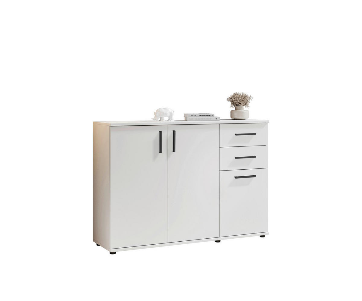 Sideboard Basel BC 1040  in 120/84/35 cm  - Schwarz/Weiß, Design, Holzwerkstoff/Kunststoff (120/84/35cm) - Livetastic