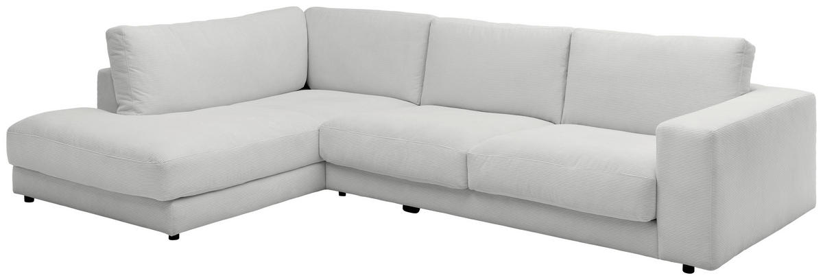ECKSOFA in Feincord Hellgrau  - Hellgrau/Schwarz, Design, Kunststoff/Textil (224/325cm) - Hom`in