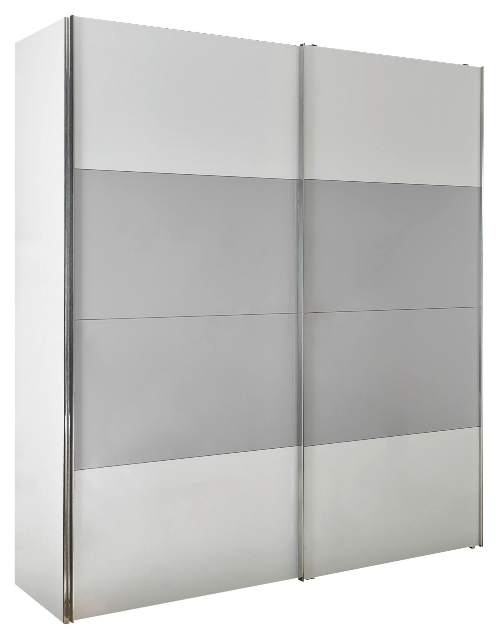 OMARA Z DRSNIMI VRATI, siva, bela  - barve kroma/siva, Moderno, kovina/leseni material (200/216/68cm) - MID.YOU