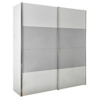 OMARA Z DRSNIMI VRATI, siva, bela  - barve kroma/siva, Moderno, kovina/leseni material (200/216/68cm) - MID.YOU