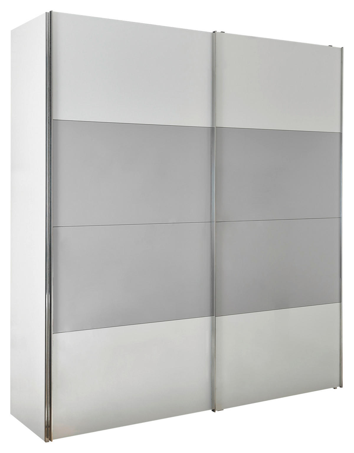 OMARA Z DRSNIMI VRATI, siva, bela  - barve kroma/siva, Moderno, kovina/leseni material (200/216/68cm) - MID.YOU