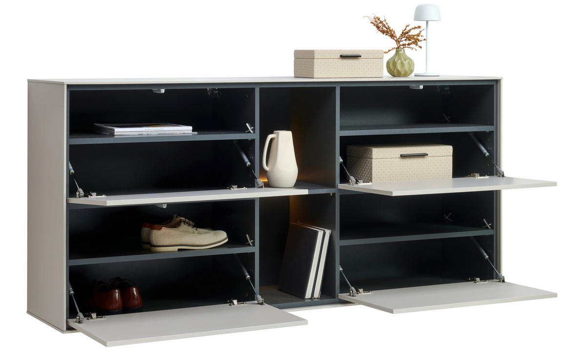 SCHUHSCHRANK Graphitfarben, Kaschmir  - Kaschmir/Graphitfarben, Design, Holzwerkstoff (170/81/41cm) - Voleo
