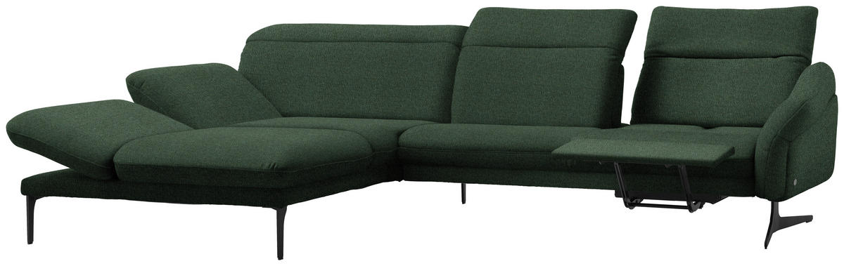 ECKSOFA in Webstoff Grün  - Anthrazit/Grün, Design, Textil/Metall (203/299cm) - Himolla