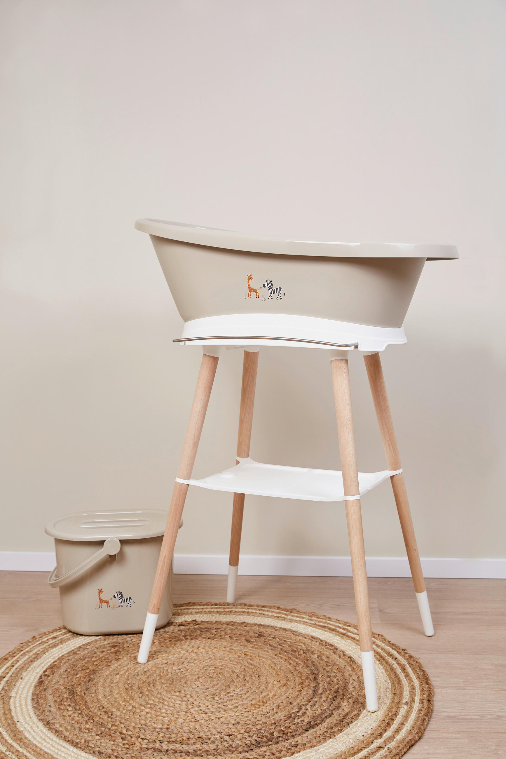 BABYBADEWANNE STEPPE  - Taupe, Basics, Kunststoff (86/44/32cm) - Bebe Jou