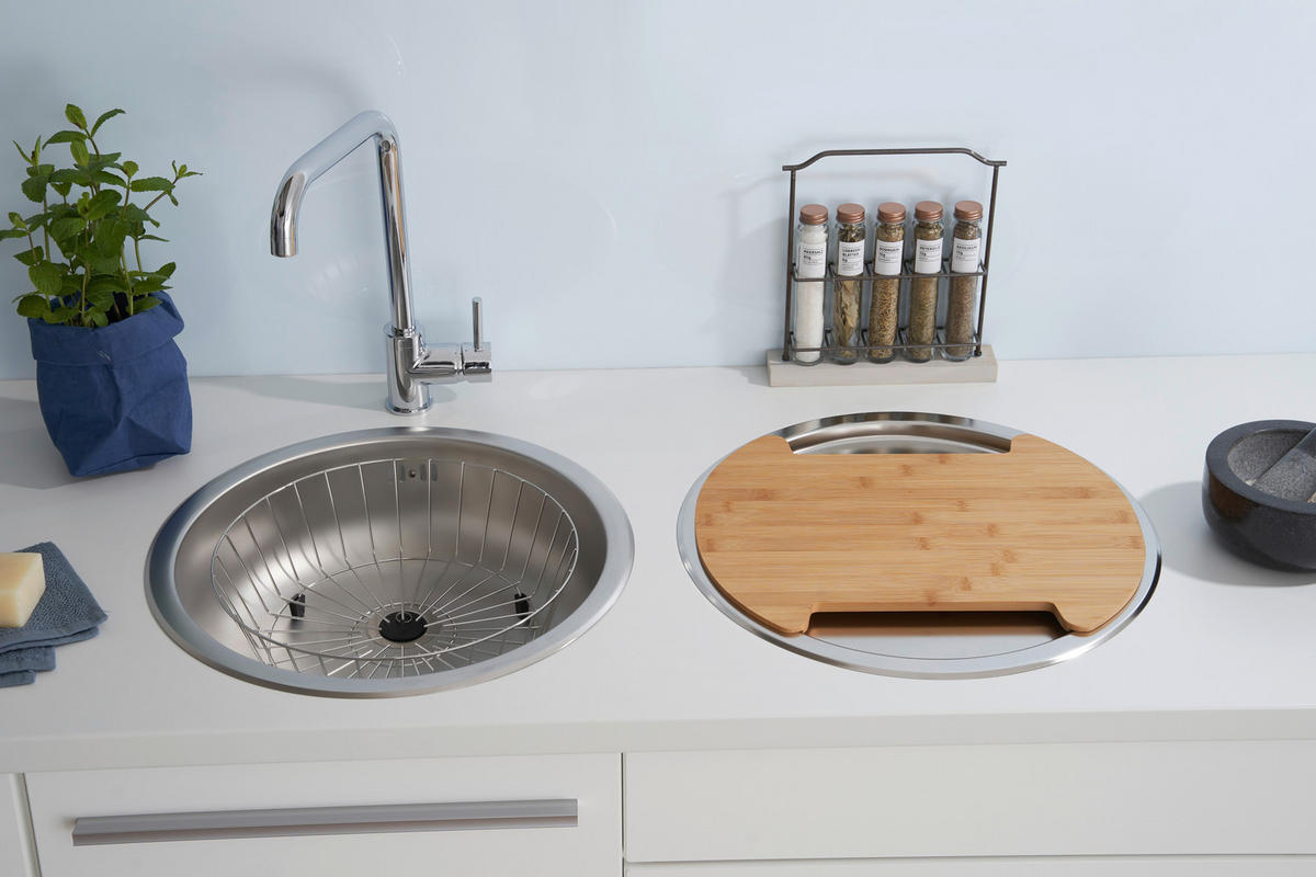 SPÜLE 1711RUNDBECKENSET  - Edelstahlfarben, Trend, Metall (44,6/17cm) - Respekta