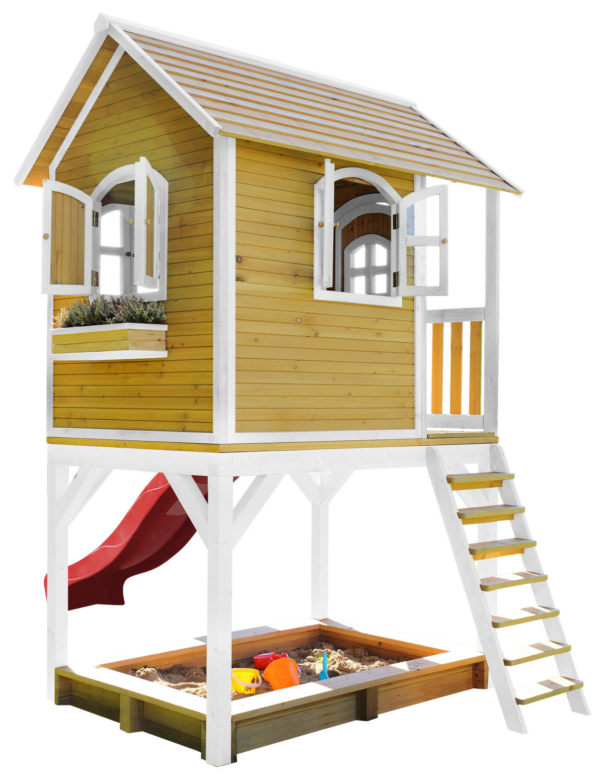 SPIELTURM 370/291/191 cm SPIELTURM SARAH  - Rot/Braun, KONVENTIONELL, Holz/Kunststoff (370/291/191cm) - Ambia Garden