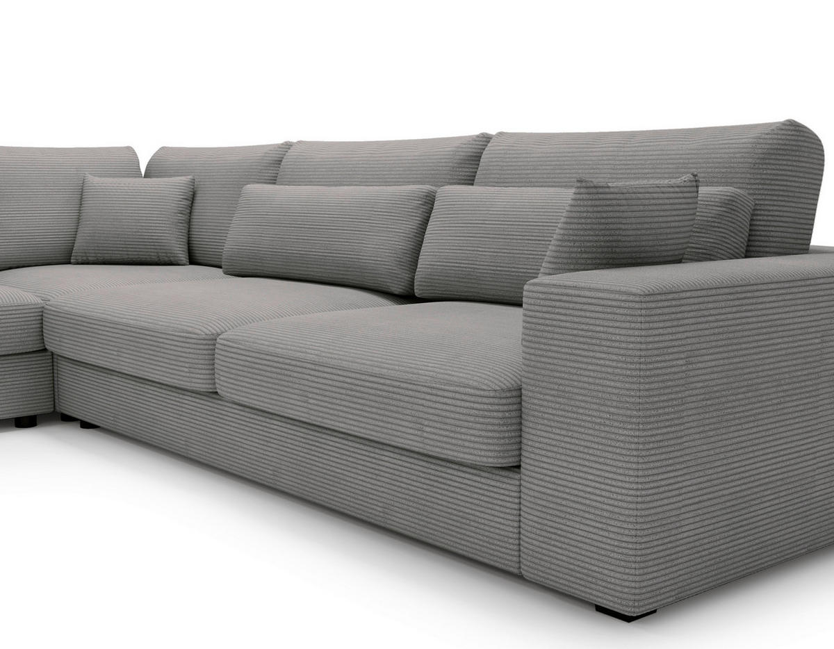 ECKSOFA in Cord Grau  - Schwarz/Grau, Konventionell, Kunststoff/Textil (250/314cm) - Carryhome