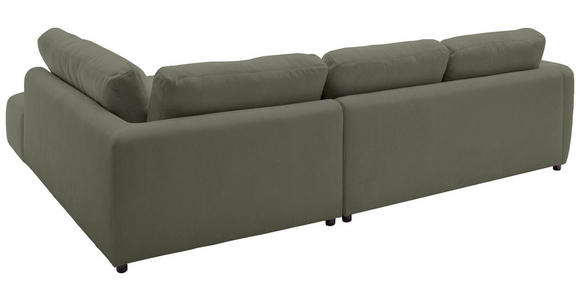 ECKSOFA  in Chenille Olivgrün  307/224 cm  - Schwarz/Olivgrün, KONVENTIONELL, Kunststoff/Textil (307/224cm) - Hom`in