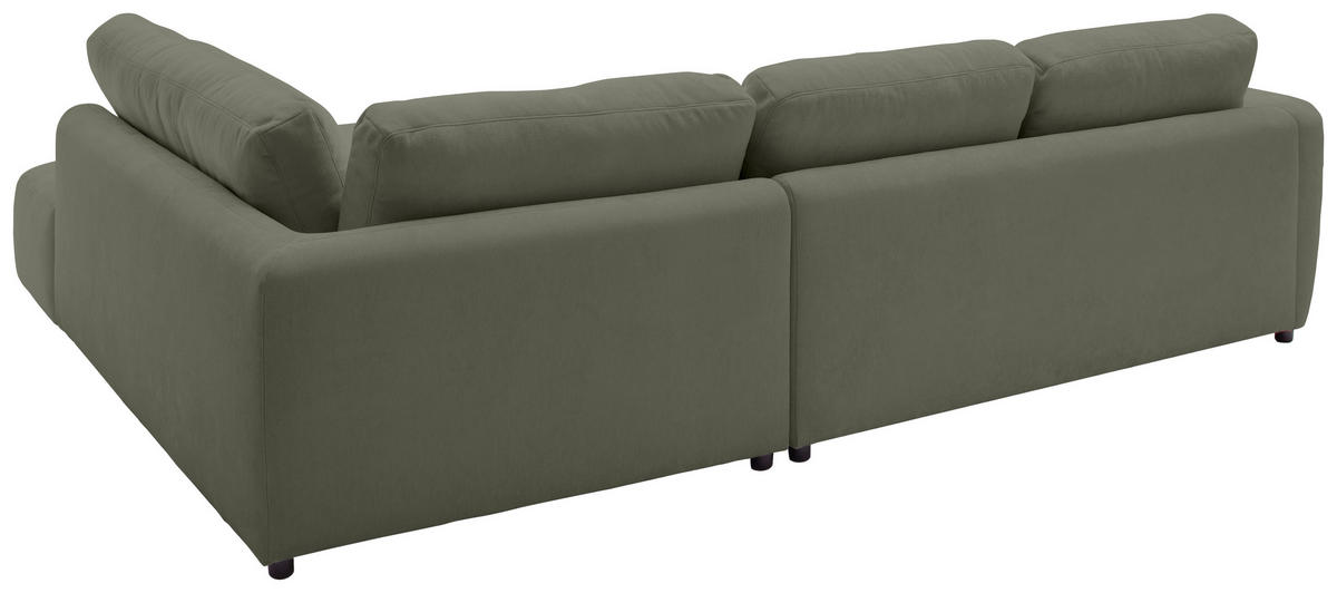 ECKSOFA Chenille Olivgrün  - Schwarz/Olivgrün, Konventionell, Kunststoff/Textil (307/224cm) - Hom`in