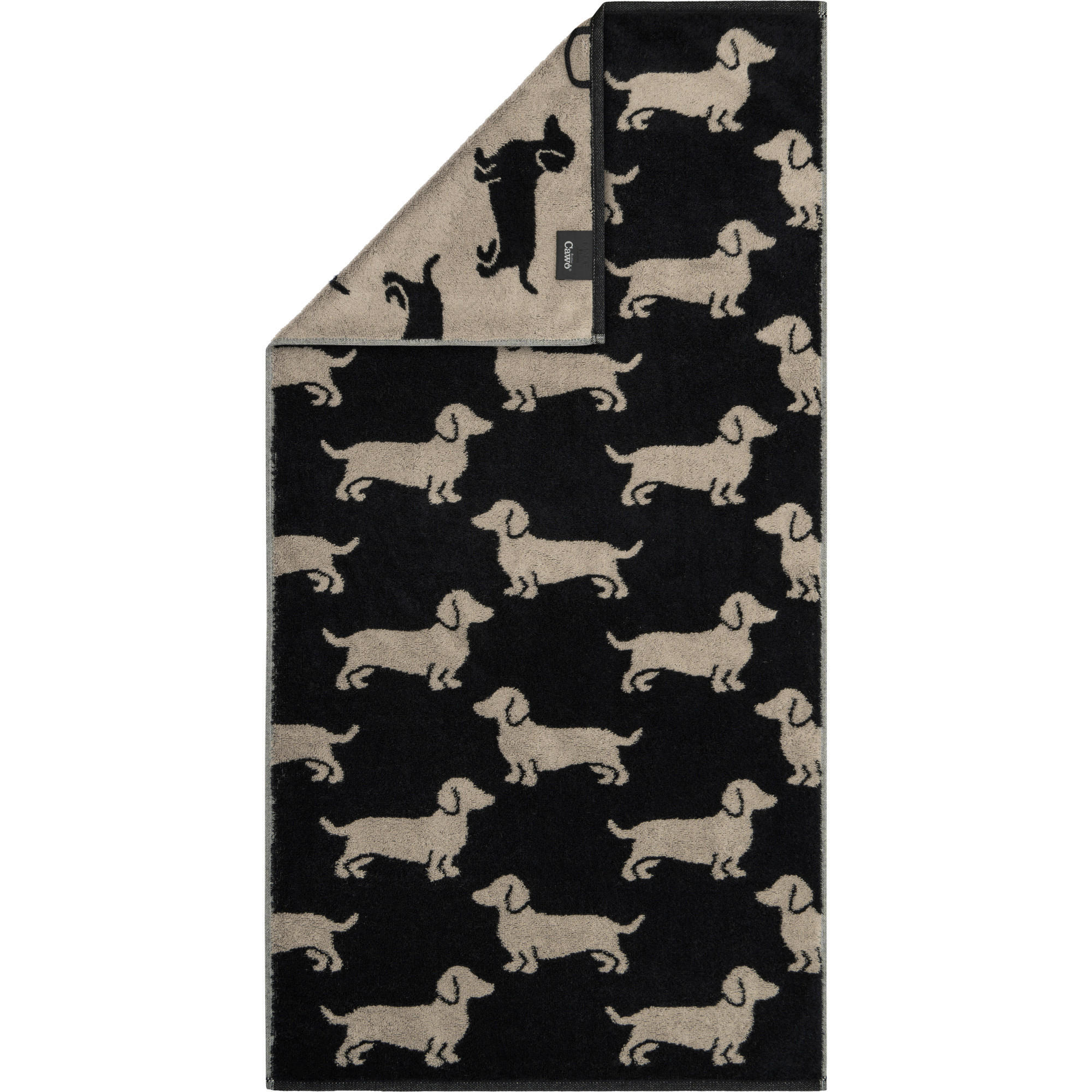 HANDTUCH We love dogs Schwarz, Beige  - Beige/Schwarz, Basics, Textil (50/100cm) - Cawoe
